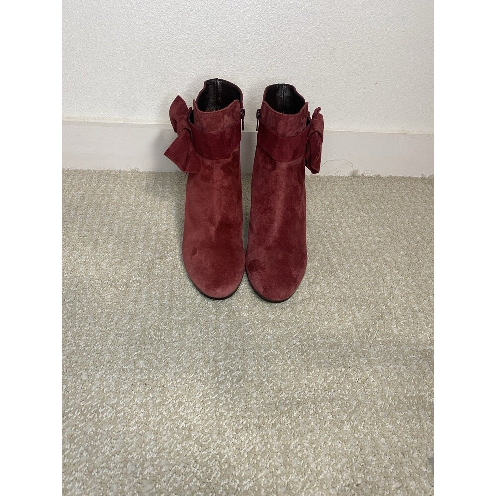 White Mountain Women's Wine Red Block Heel Booties Suedette Size 39 - Picture 2 of 13